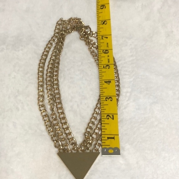 Gold Chain Necklace Triangle Pendant‎ Statement Fashion Jewelry - Picture 2 of 2